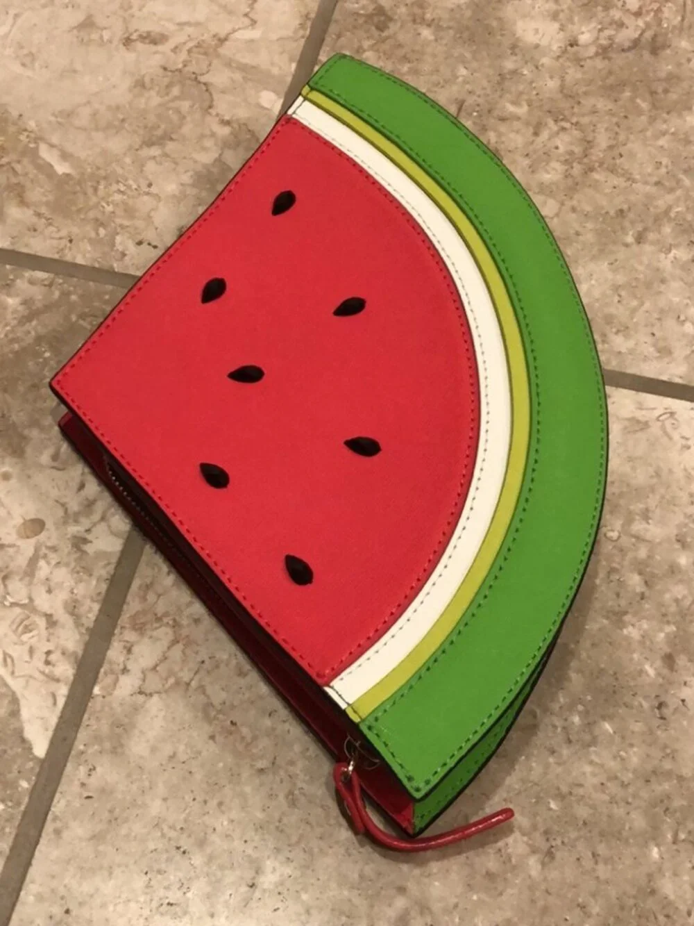 New Kate Spade make a splash watermelon novelty leather saffiano clutch handbag